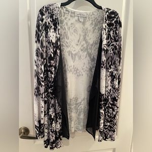 Sheer Accent Floral Print Cardigan 2x
